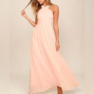 NWOT Lulu's Blush One Shoulder Maxi Dress